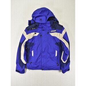 Spyder Ski Jacket Mens Extra Small Blue Hooded Convertible Snowboard Winter Coat